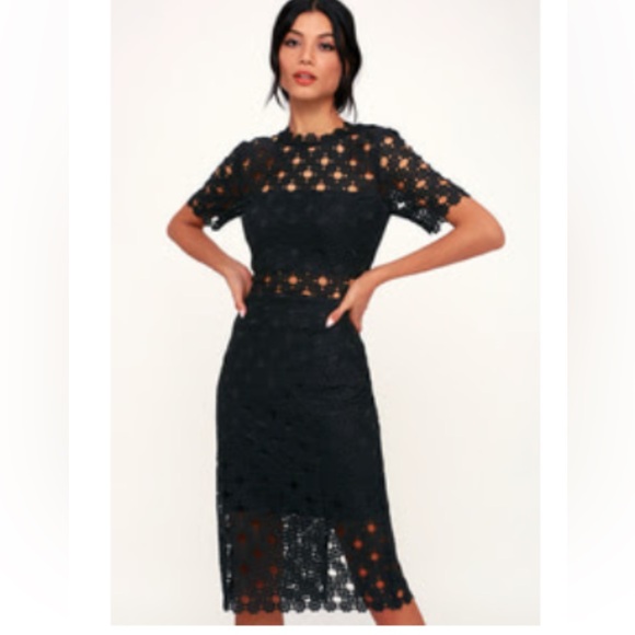 Lulus Dresses & Skirts - Heartfelt black lace bodycon midi dress by Lulus in size small
